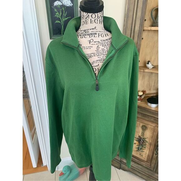 Banana Republic Quarter Zip Banana Kelly Green Elbow Pads Pullover - Picture 5 of 8